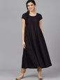 Women's  Black & Silver-Toned Embroidered Anarkali Kurta