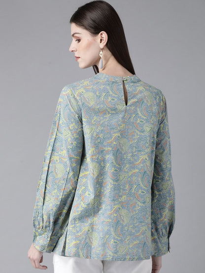 Women's  Blue & Yellow Printed Tunic