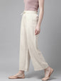 Women's Offwhite Rayon Flex Solid Wide Leg Palazzo