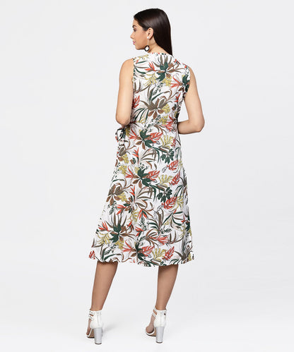 Women's Multi Printed Sleeveless V-Neck Short A-Line Dress