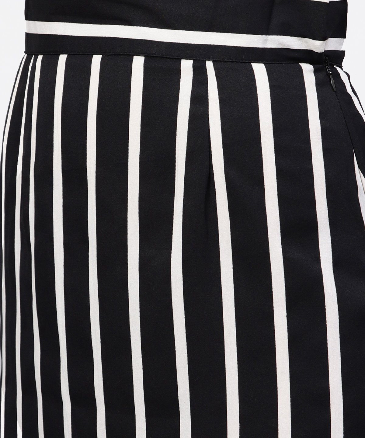 Women's Red Cape Sleeves Formal Shirt Set With Midi Striped Skirt