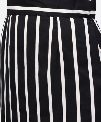 Women's Red Cape Sleeves Formal Shirt Set With Midi Striped Skirt