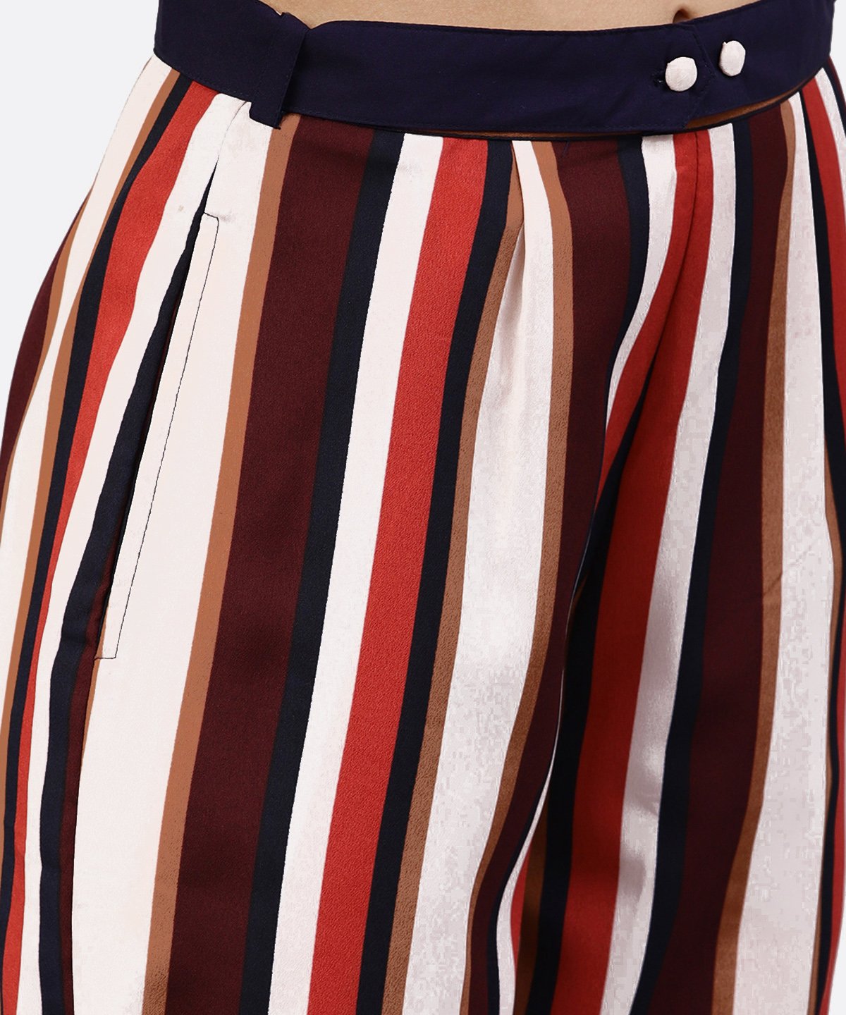 Women's Multi Printed Ankle Length Striped Trouser