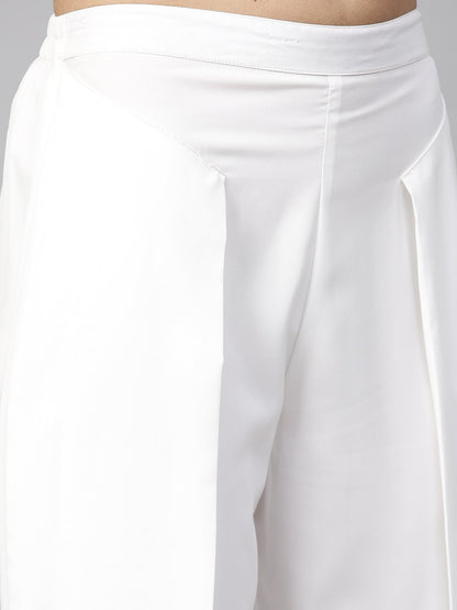 Women's Olive Green & White Printed Top With Trousers