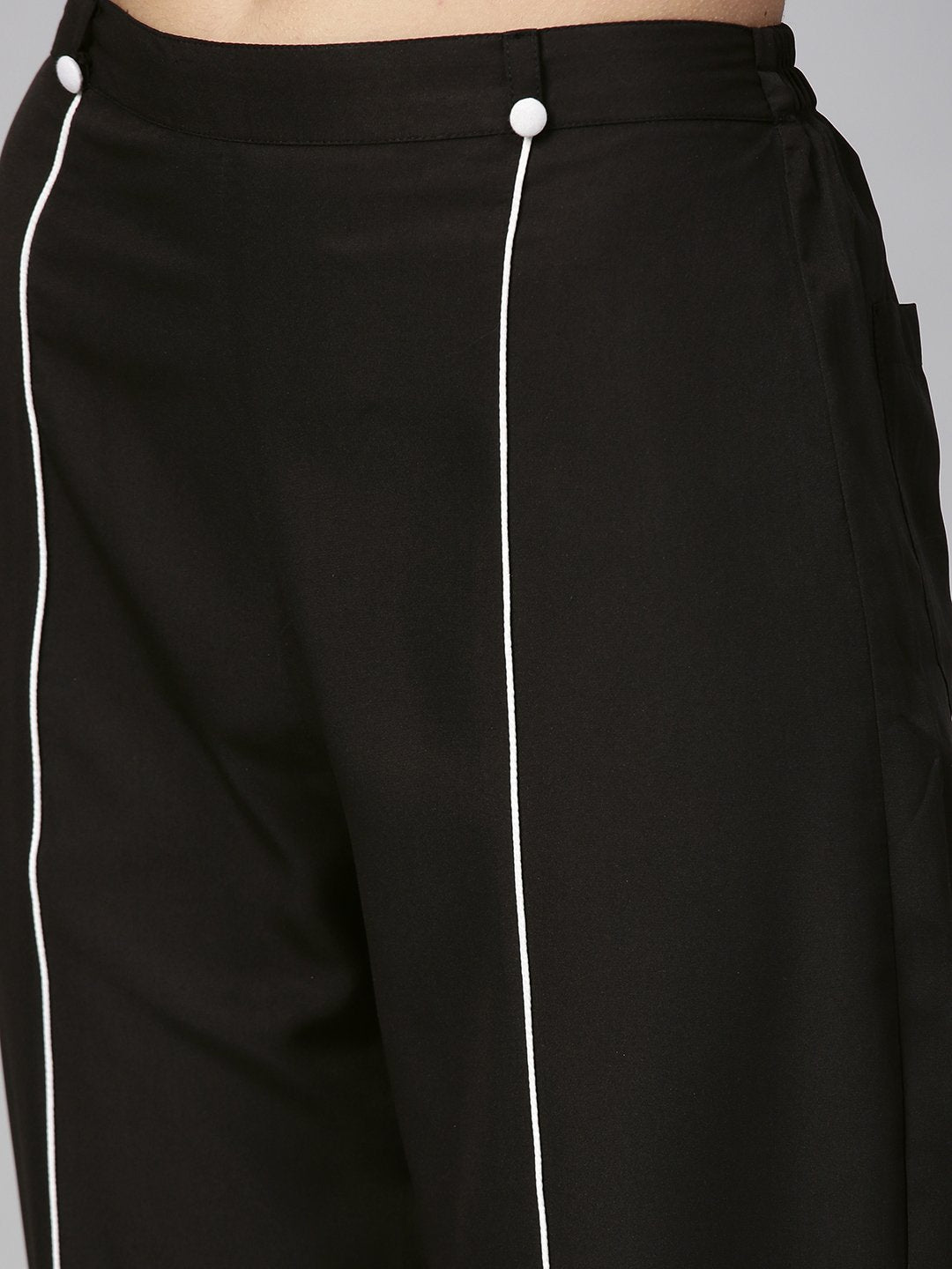 Women's Black & White Printed Top With Trouser