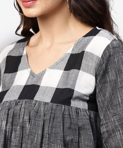 Women's Grey Top With V-Neck And Flared Sleeves