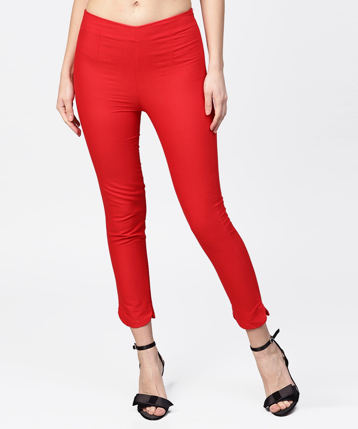 Women's Red Straight Ankle Length Palazzo