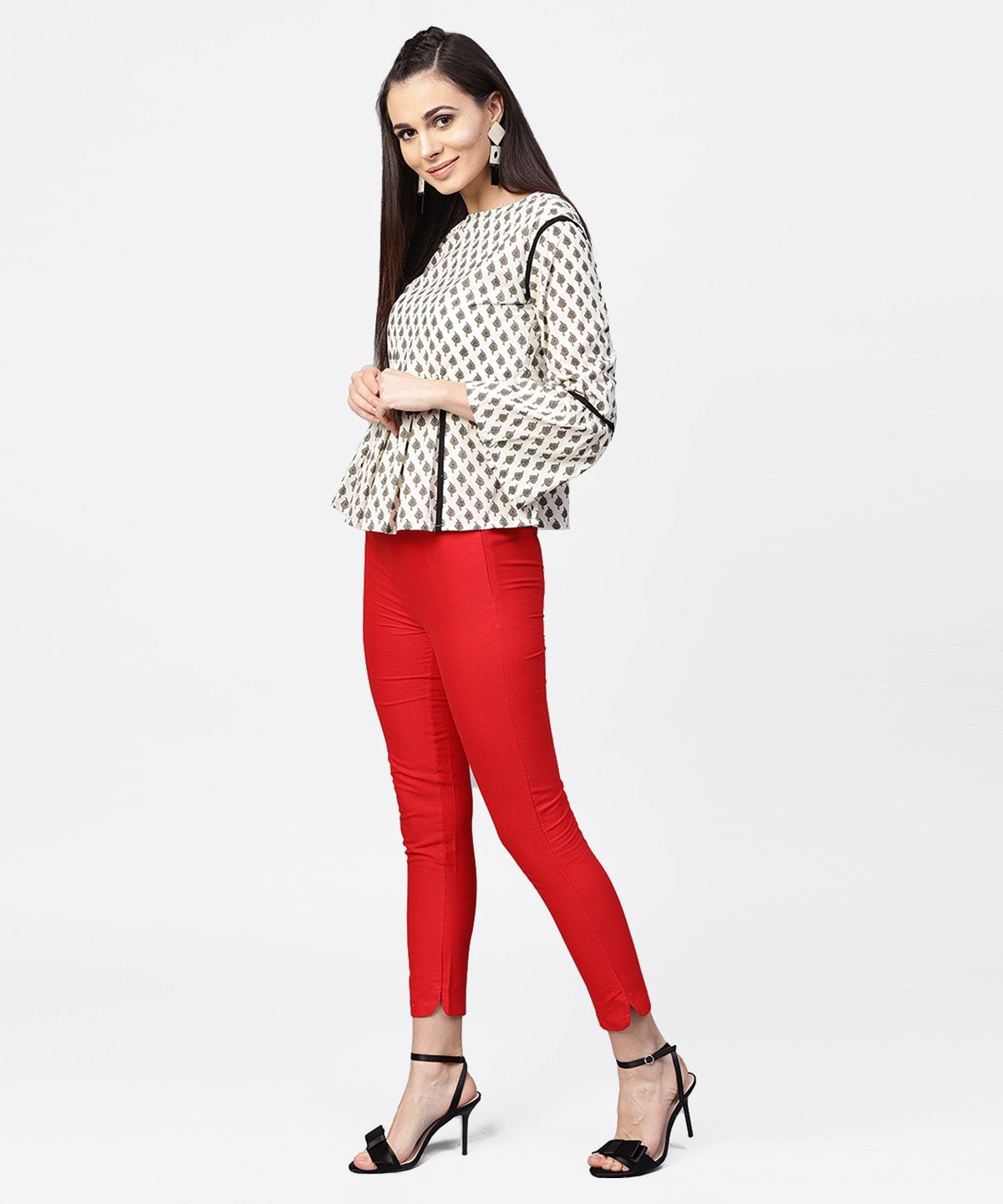 Women's Red Straight Ankle Length Palazzo