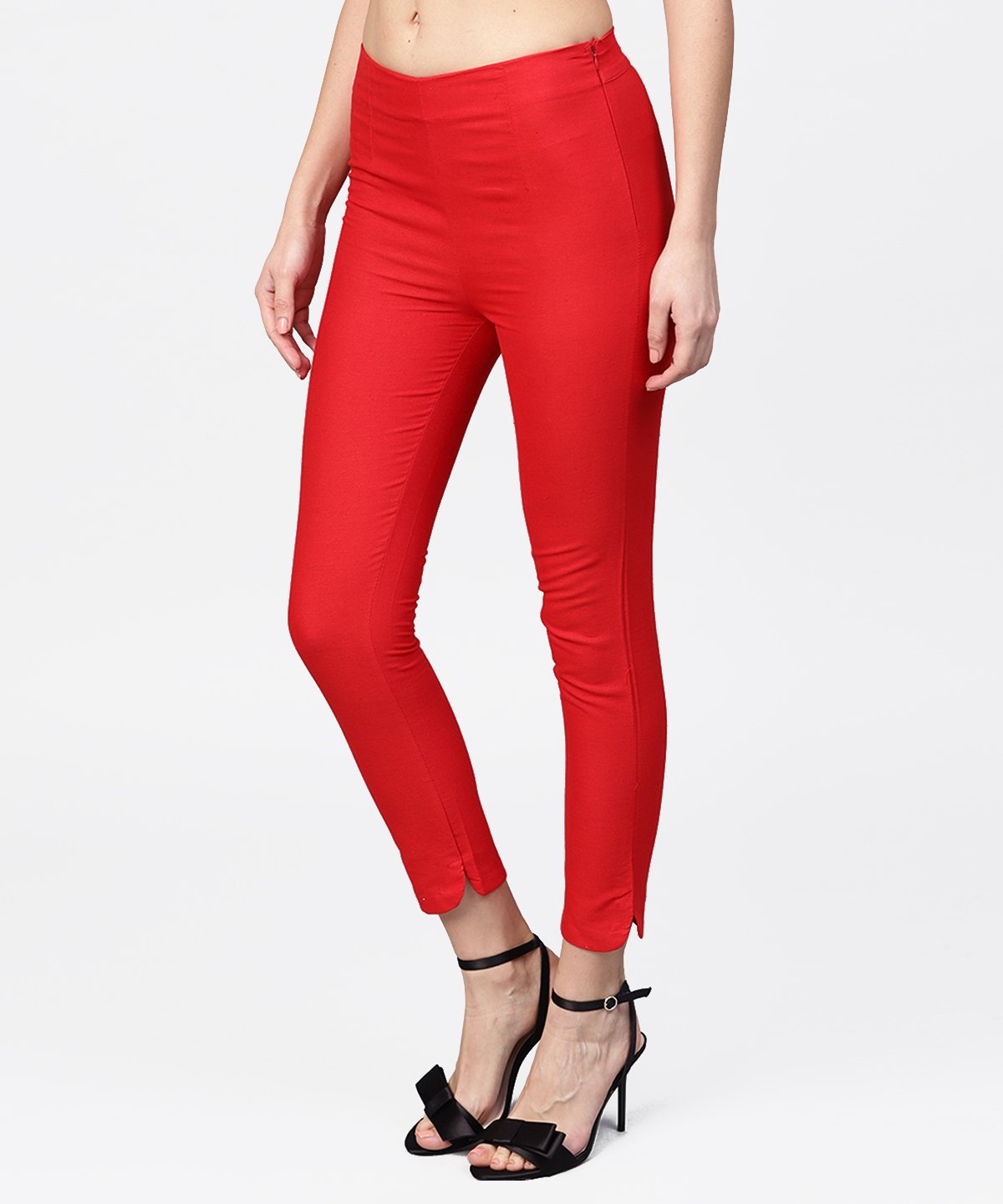 Women's Red Straight Ankle Length Palazzo