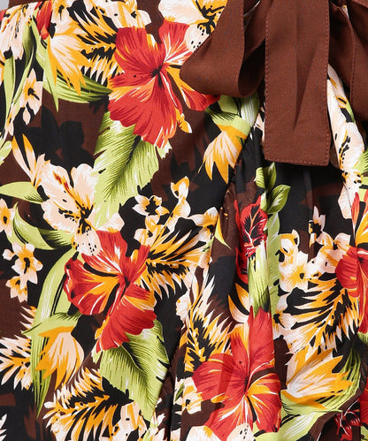 Women's Multi Flower Printed Calf Length Skirt