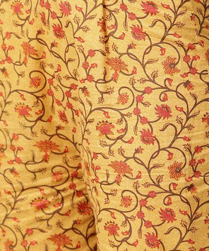 Women's Yellow 3/4Th Sleeve Cotton Kurta With Ankle Length Printed Pallazo