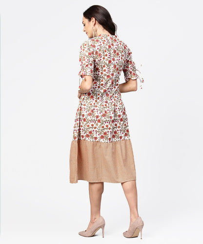 Women's Multi Printed Half Sleeve Cotton A-Line Dress