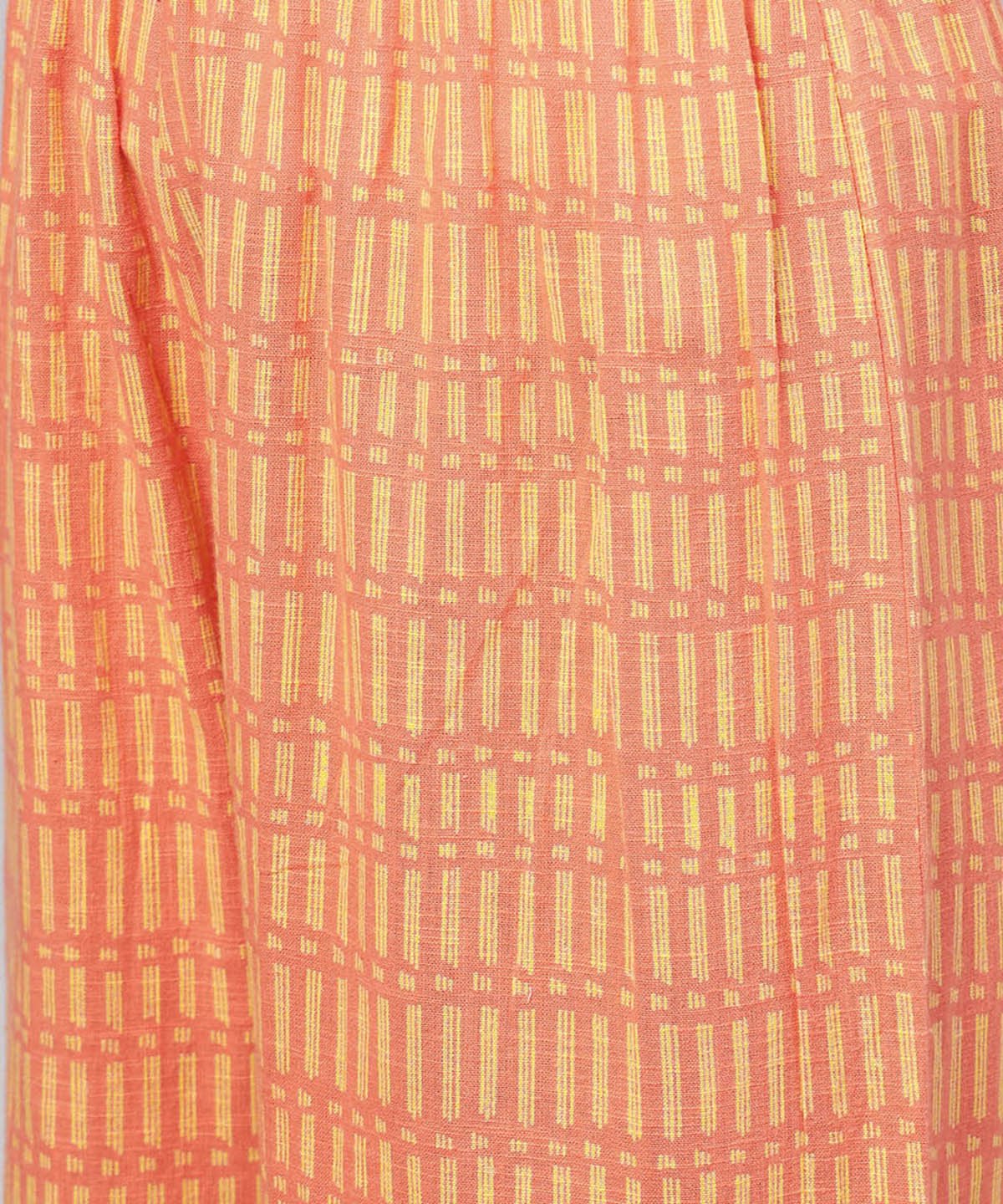 Women's Yellow & Peach Printed Half Sleeve Cotton Assymetric Kurta With Ankle Length Palazzo