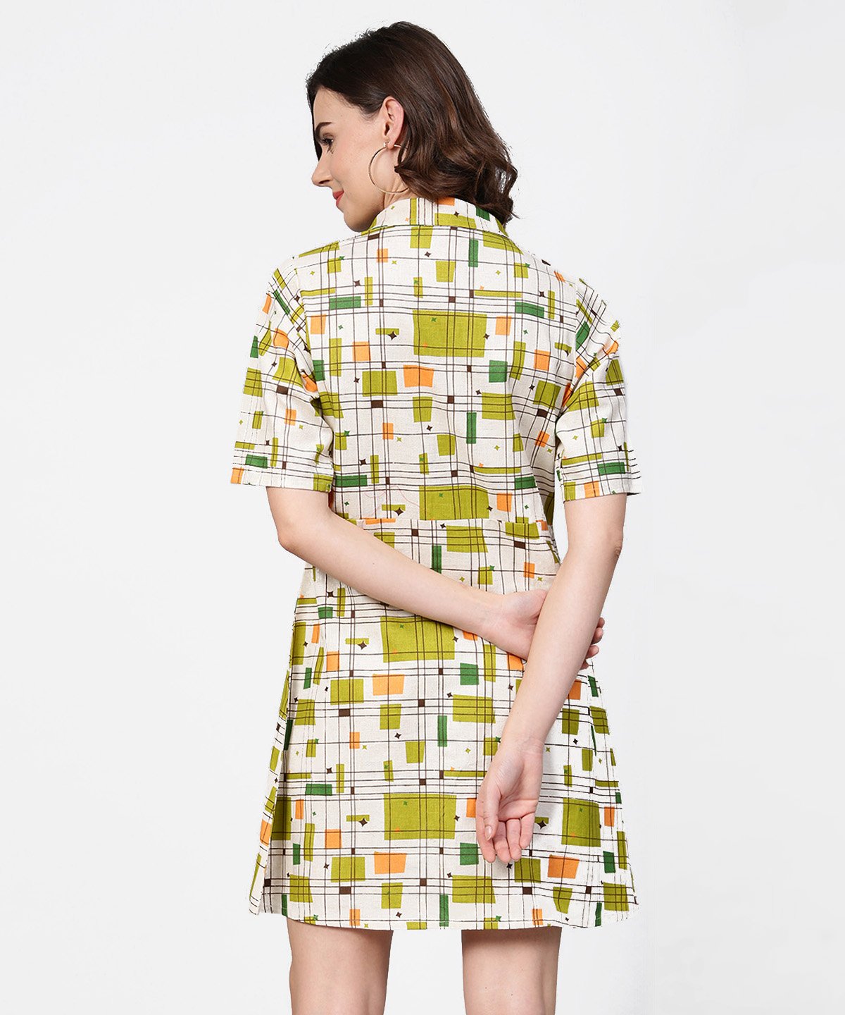 Women's Off White Printed Half Sleeve Cotton Tunic