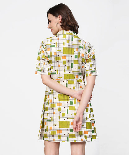 Women's Off White Printed Half Sleeve Cotton Tunic