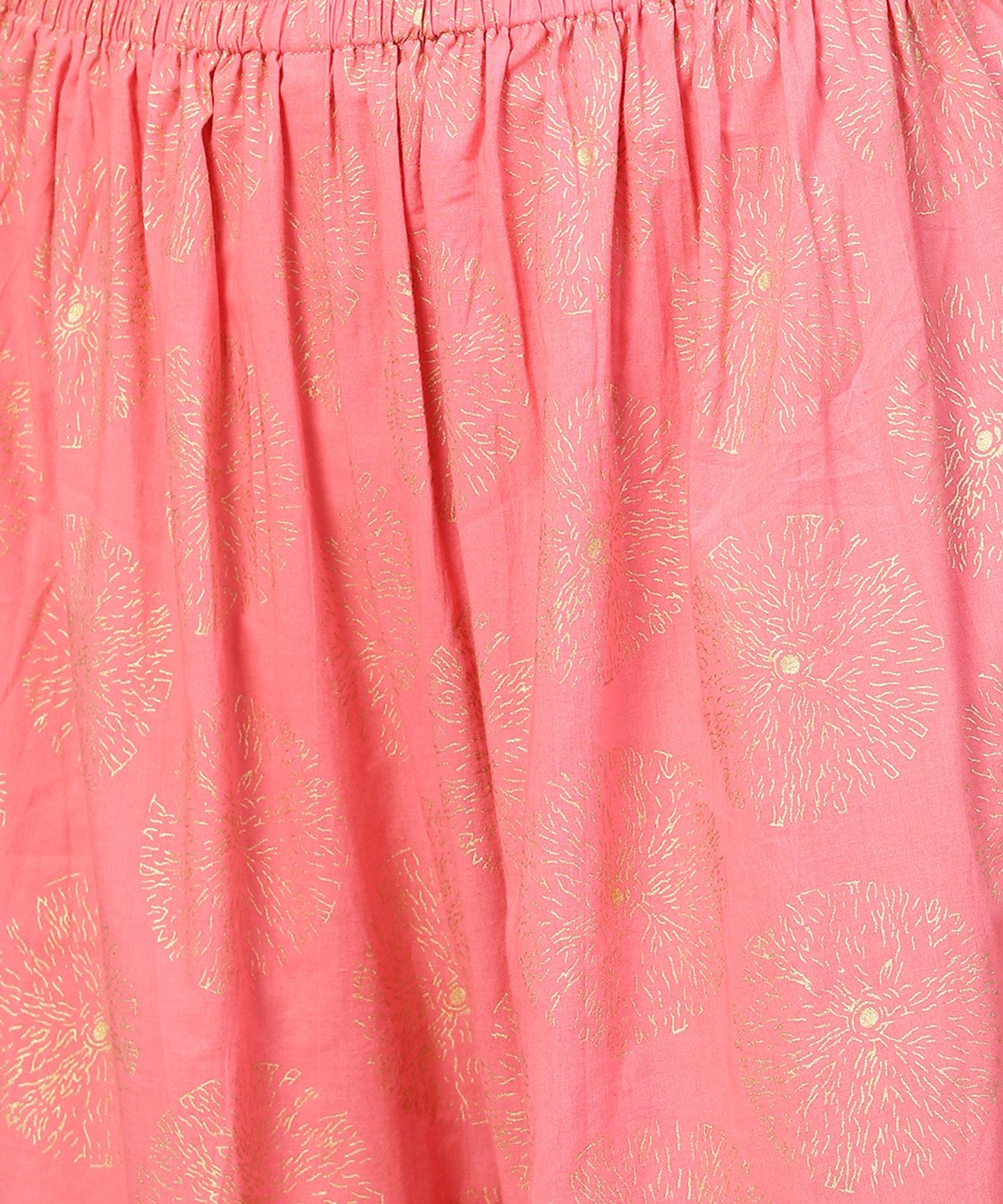 Women's Yellow Golden Printed 3/4Th Sleeve Kurta With Pink Ankle Length Sharara