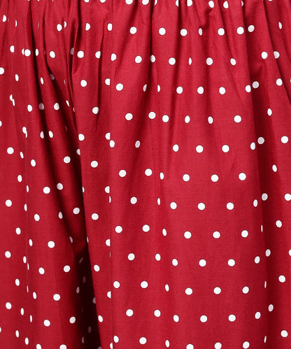 Women's Red Printed Half Sleeve Cotton Kurta With Printed Ankle Length Pallazo