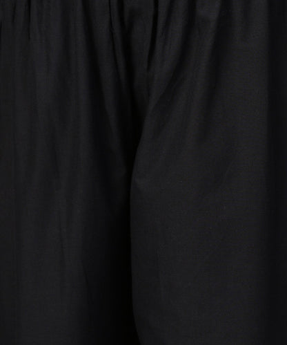 Women's Black 3/4Th Sleeve Yoke Printed Kurta With Ankle Length Pallazo