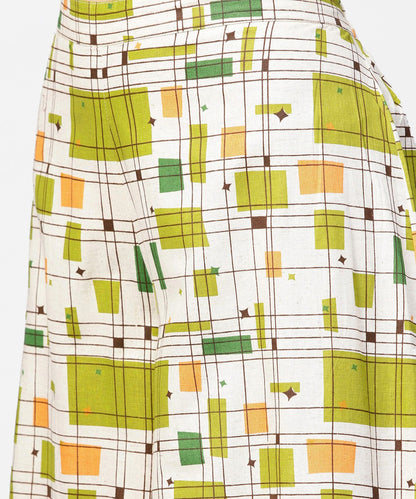 Women's Green 3/4Th Cold Shoulder Sleeve Crop Top With Ankle Length Printed Palazzo
