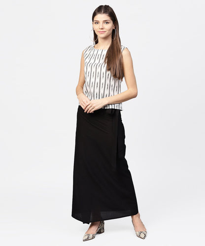 Women's Black Ankle Length Cotton Straight Skirt