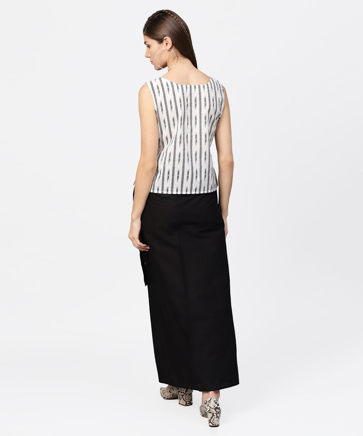 Women's Black Ankle Length Cotton Straight Skirt