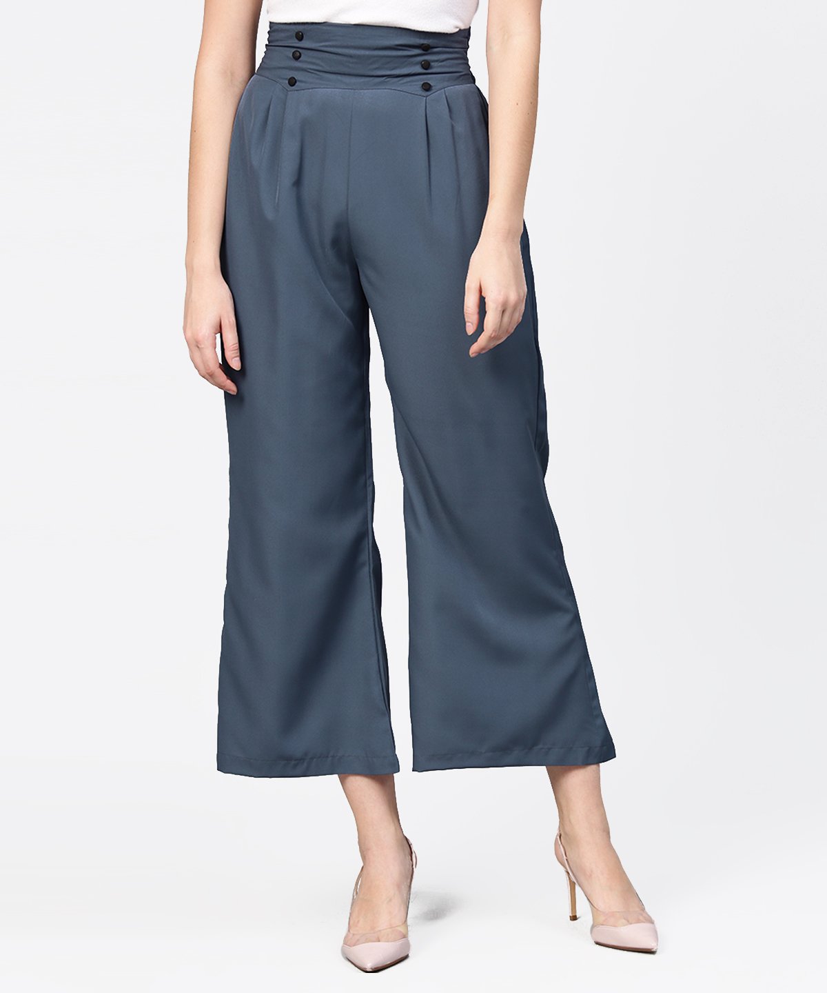 Women's Grey Ankle Length Straight Trouser