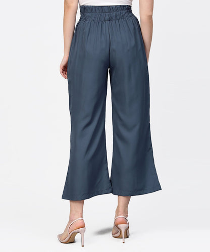 Women's Grey Ankle Length Straight Trouser