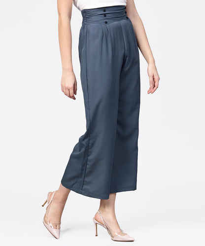 Women's Grey Ankle Length Straight Trouser