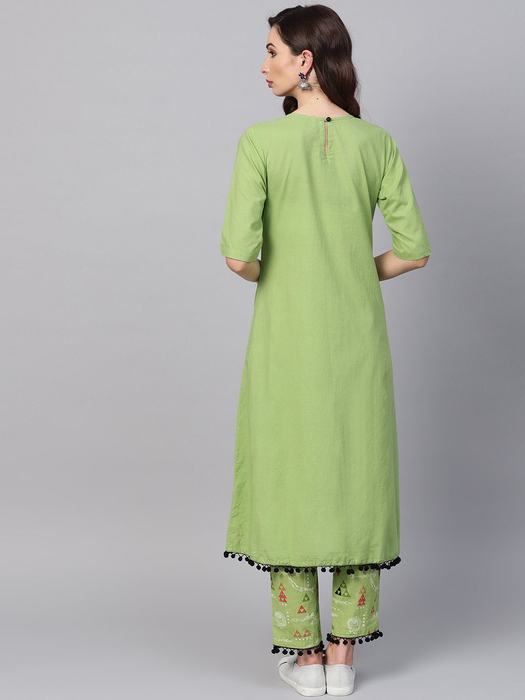 Women's Tribal Printed Yoke With Solid Kurta Set With Printed Palazzo