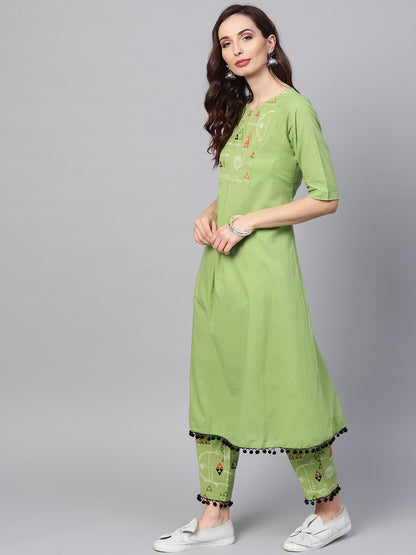 Women's Tribal Printed Yoke With Solid Kurta Set With Printed Palazzo