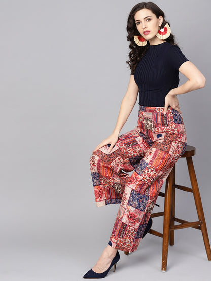 Women's Multi Colored Cotton Ankle Length Palazzo