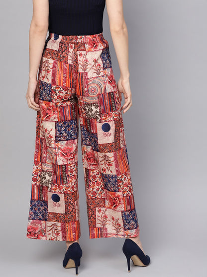 Women's Multi Colored Cotton Ankle Length Palazzo