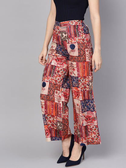 Women's Multi Colored Cotton Ankle Length Palazzo
