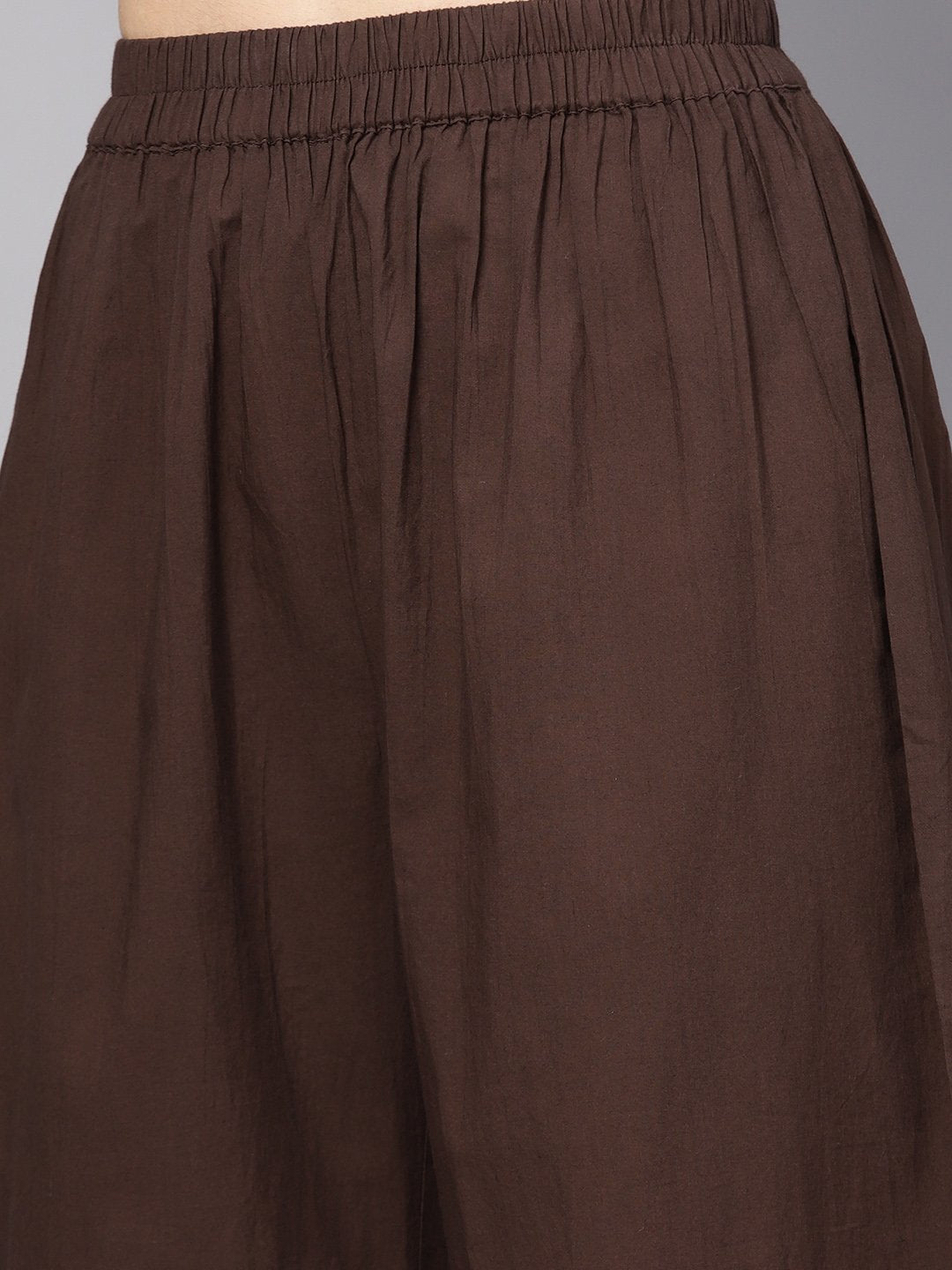 Women's Round Neck Kurta With Gathered Full Sleeves & Handkerchief Palazzo