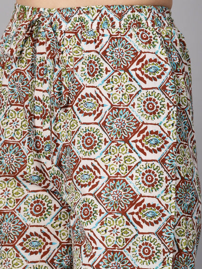 Women's Solid Dark Blue Rayon Straight Kurta With Printed Pocket And Cotton Printed Palazzo