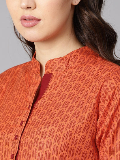 Women's A Line Pleated Kurta With Border Detailing On The Sleeves With Straight Solid Pants