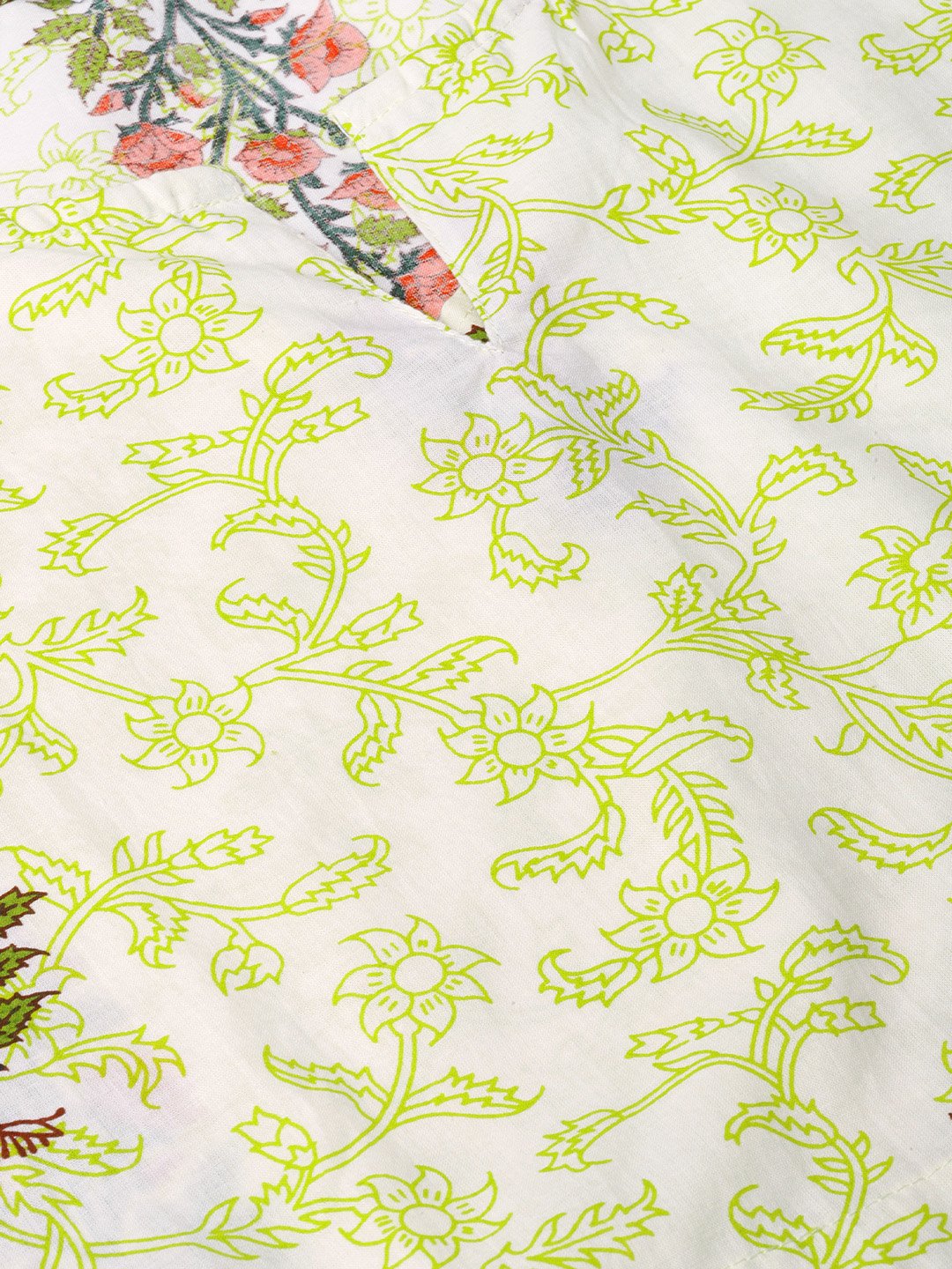Women's Green & Red Printed Kaftan Kurta
