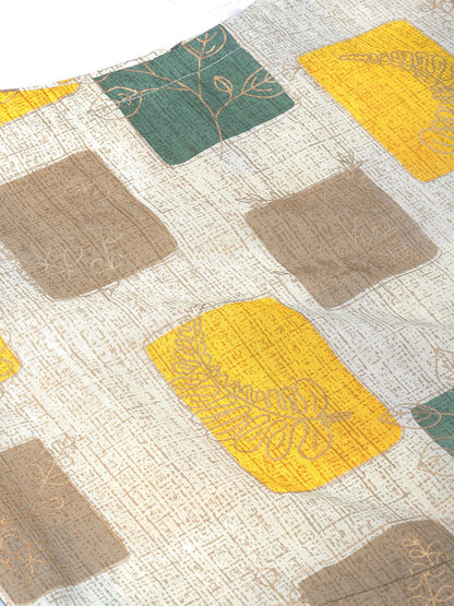 Women's Off-White & Mustard Yellow Printed Straight Kurta