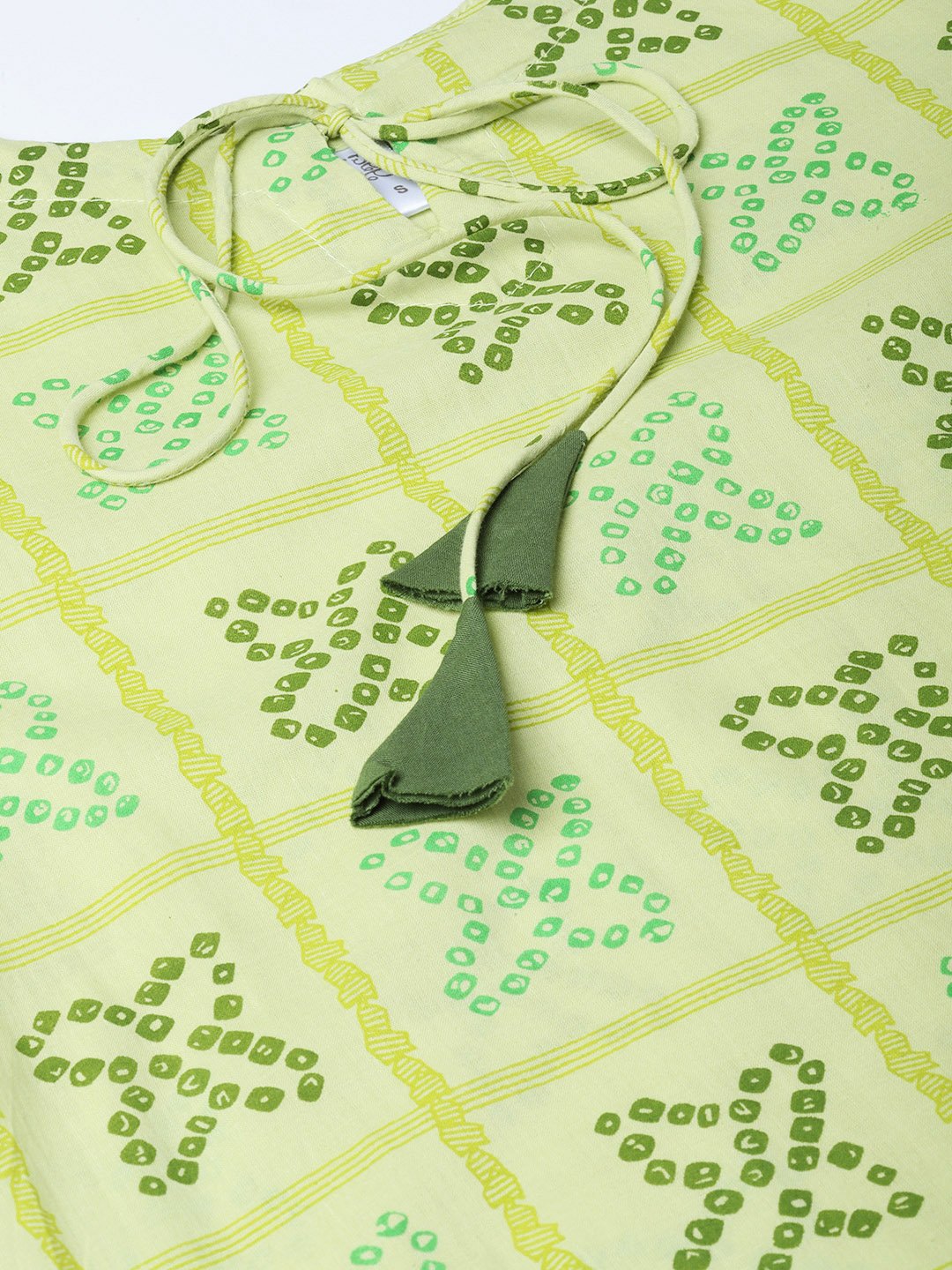 Women's Green Bandhani Printed Kurta With Trousers