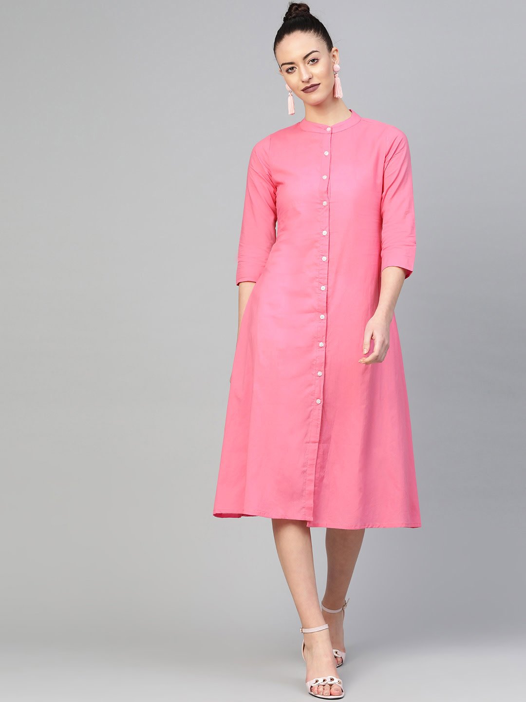 Women's Mauve &  Solid A-Line Dress