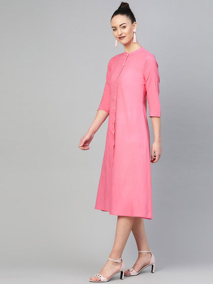 Women's Mauve &  Solid A-Line Dress