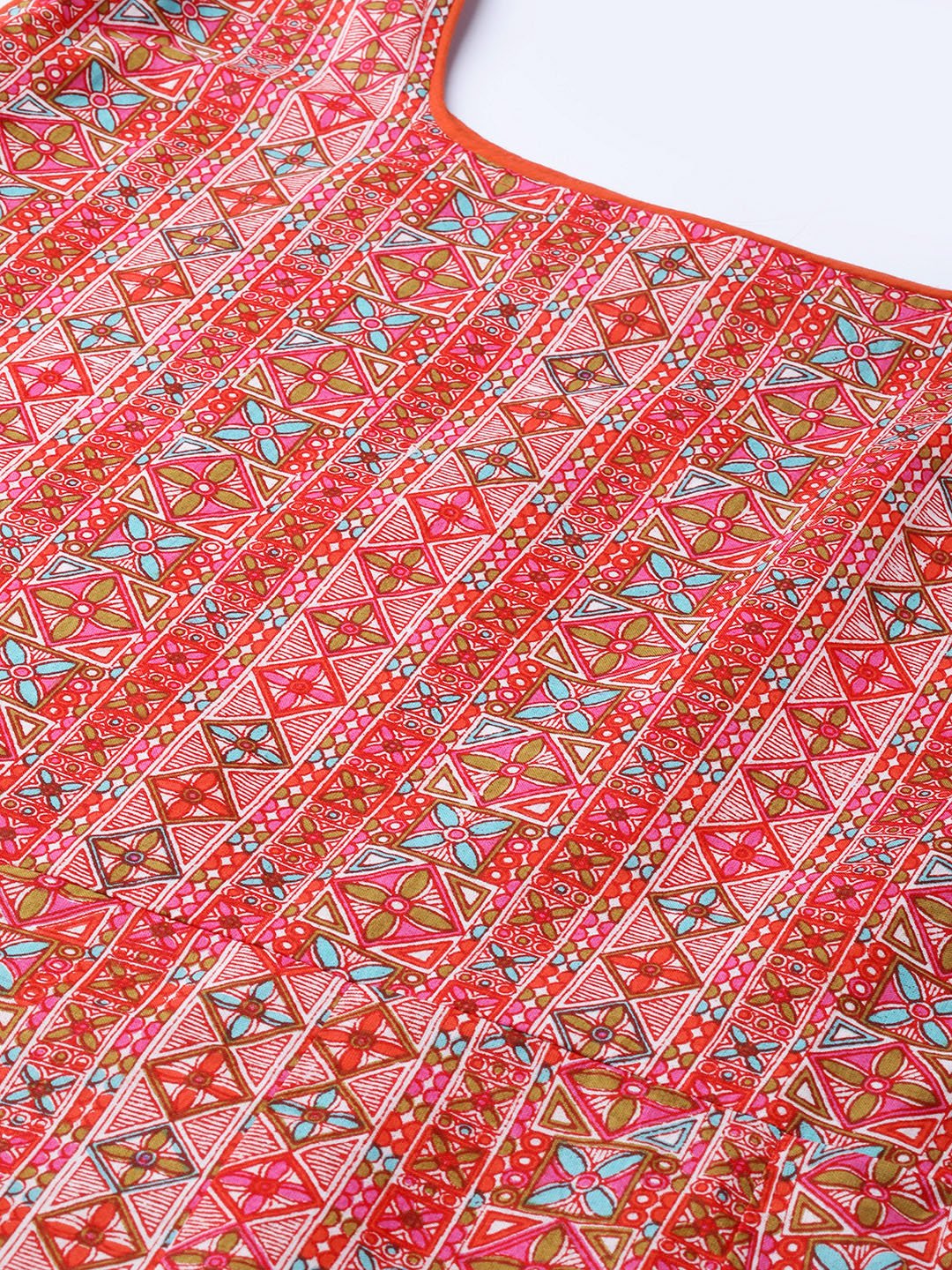 Women's Red & Pink Geometric Printed Maxi Dress