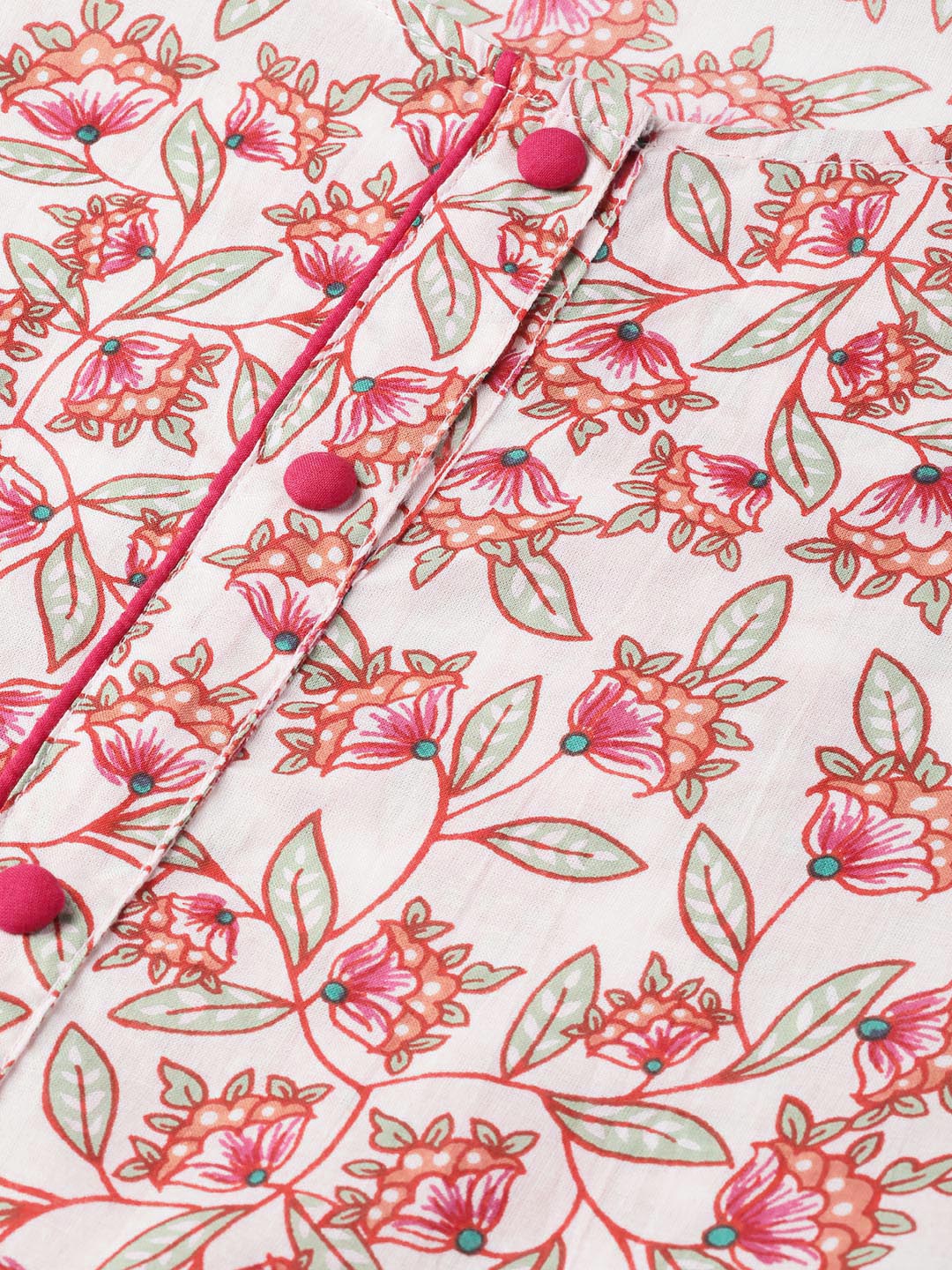 Women's White & Pink Floral Printed Maxi Dress