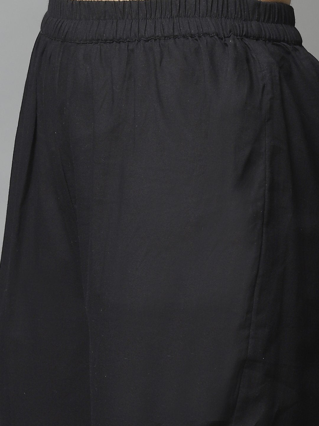 Women's Straight Grey & Black Printed Kurta & Palazzo Set