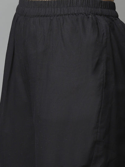 Women's Straight Grey & Black Printed Kurta & Palazzo Set