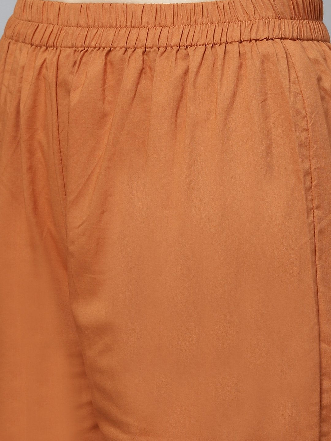 Women's Brown Three-Quarter Sleeves Flared Kurta With Trouser