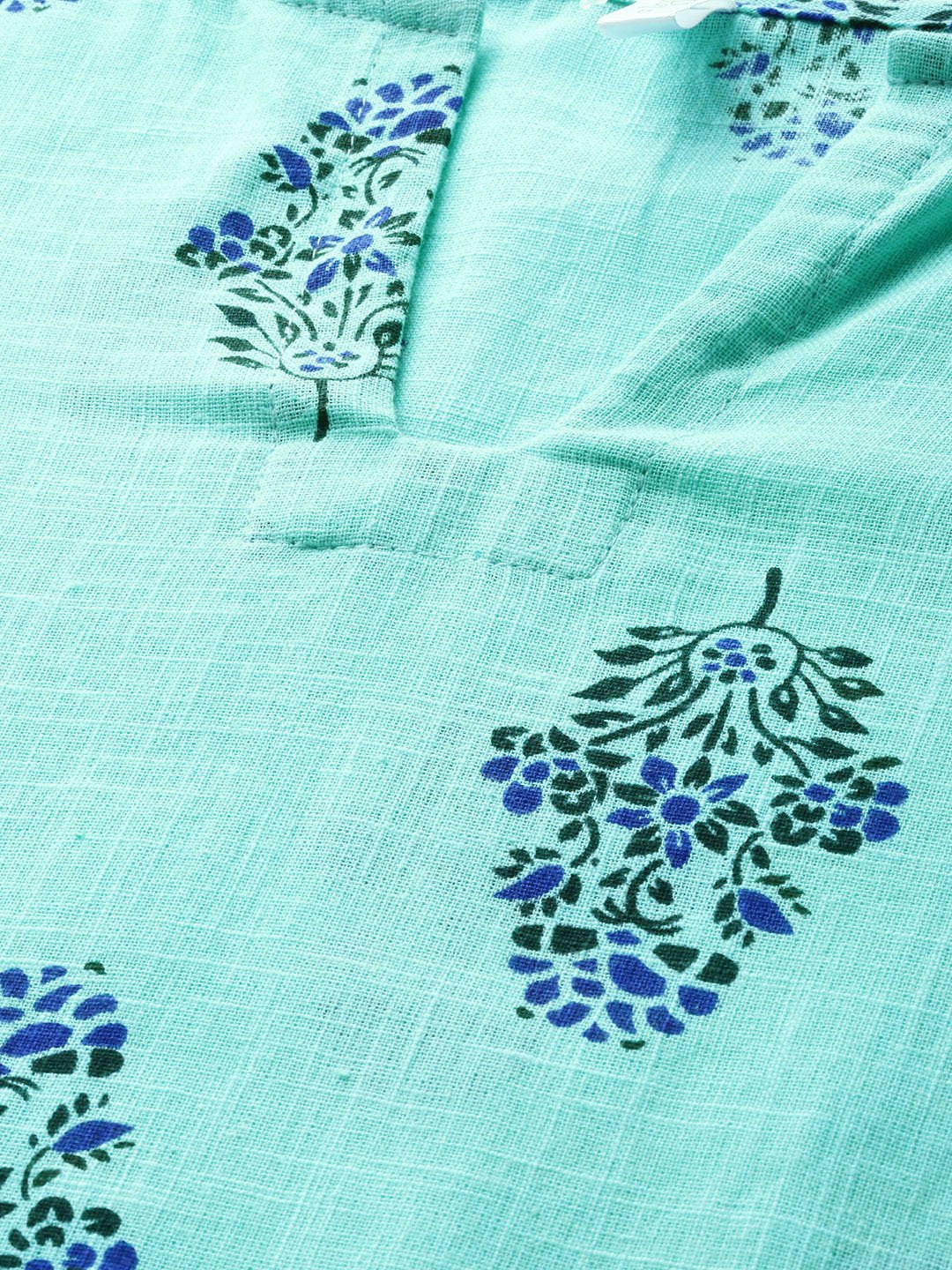 Women's Turq Green And Multi Floral Prnt Top And Pant Set