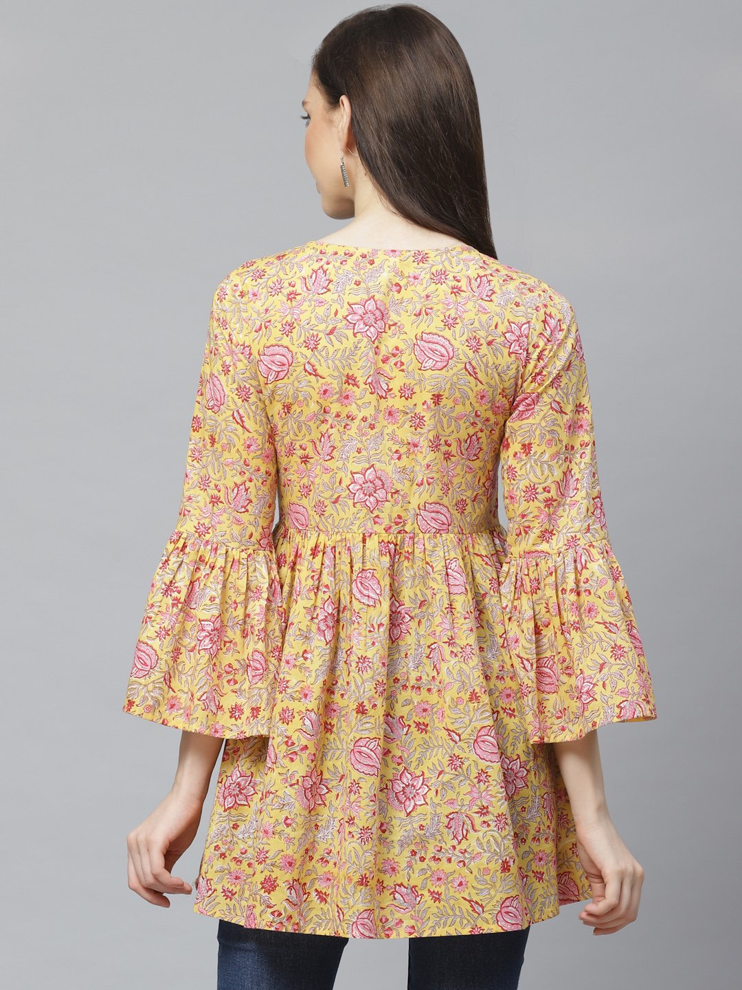 Women's Mustard Yellow Printed Tunic