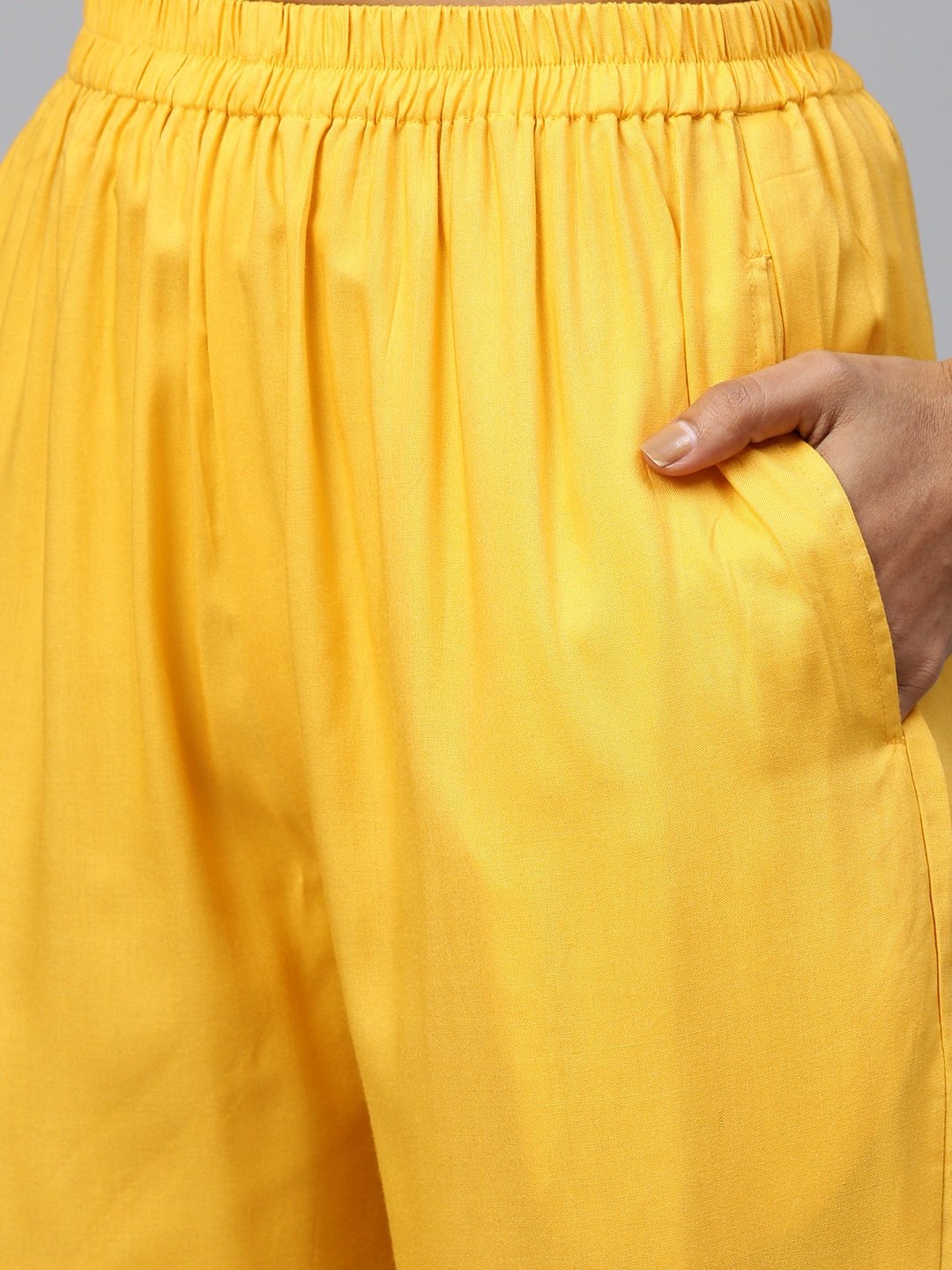 Women's Mustard  Sleeveless Straight Kurta Trouser Dupatta Set
