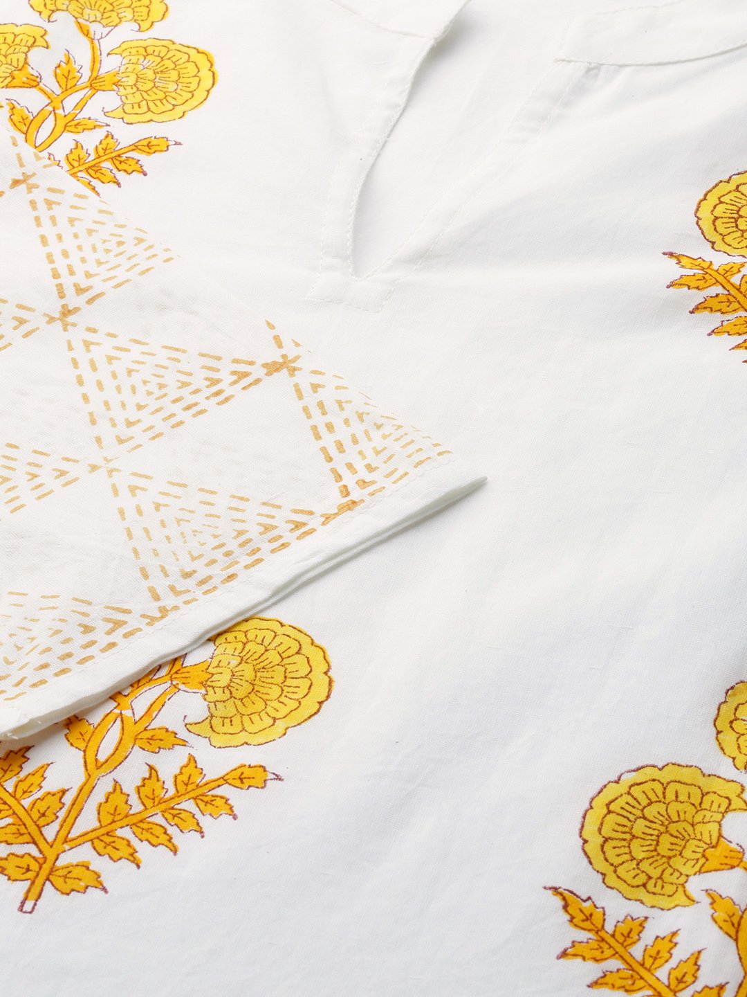 Women's White Three-Quarter Sleeves Straight Kurta With Palazzo Set